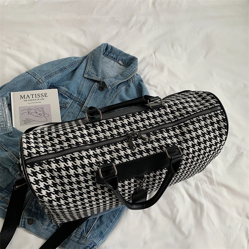 Large Houndstooth Travel & Gym Bag