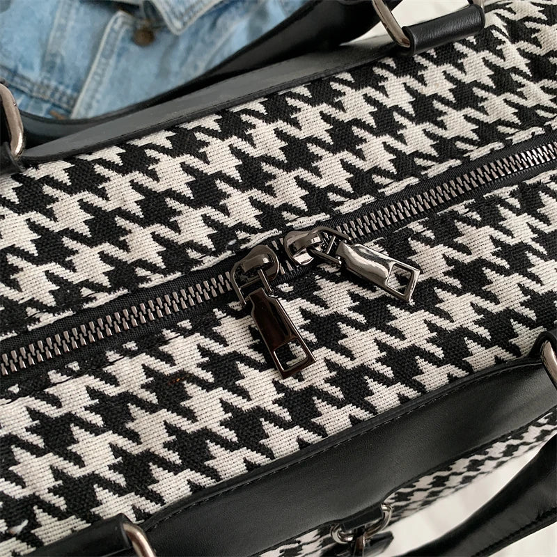 Large Houndstooth Travel & Gym Bag