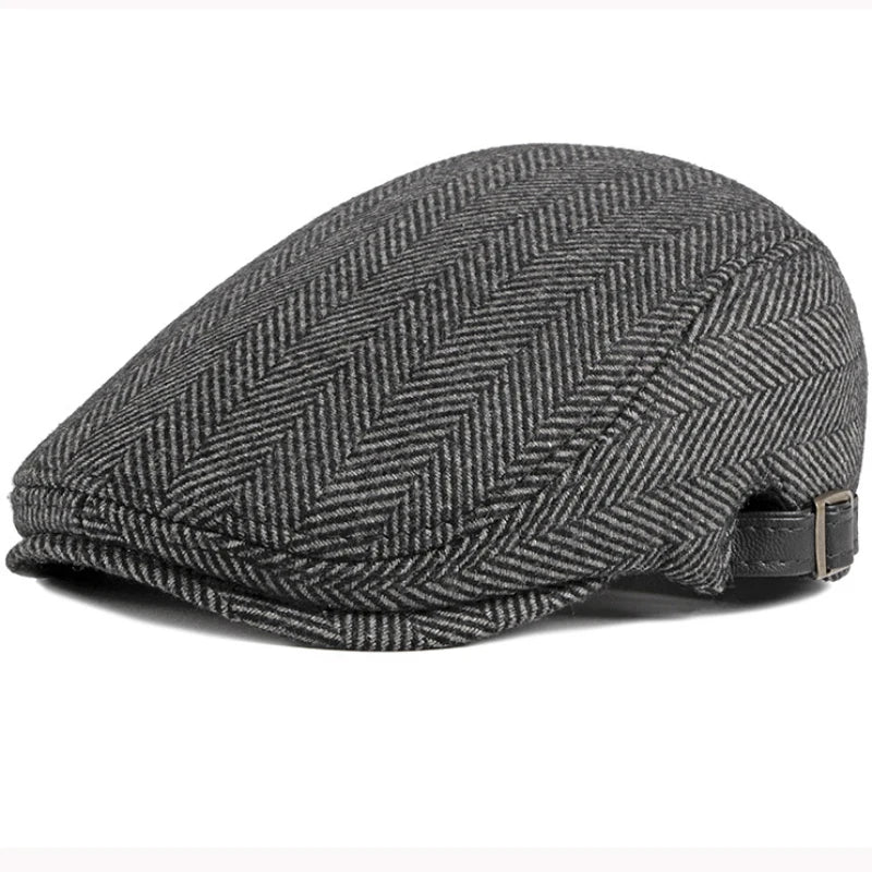 **Title:**  
HT2888 High-Quality Wool Beret for Men - Striped Flat Cap