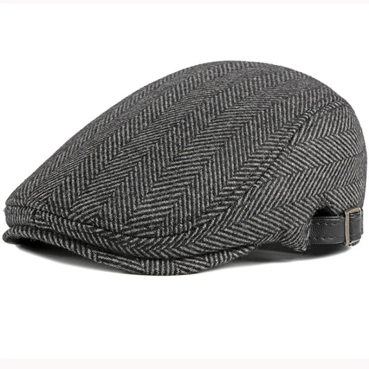 Men's Classic Wool Blend Flat Cap | Adjustable Newsboy Beret