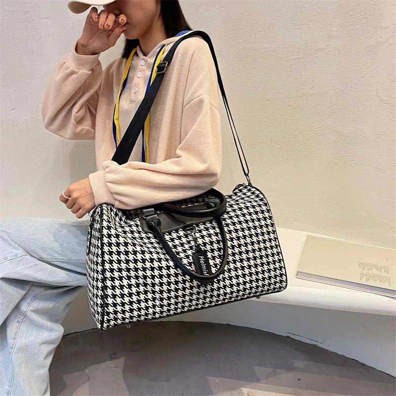 Large Houndstooth Travel & Gym Bag