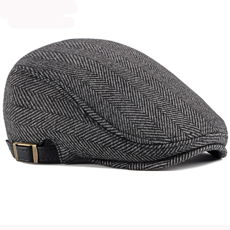 **Title:**  
HT2888 High-Quality Wool Beret for Men - Striped Flat Cap