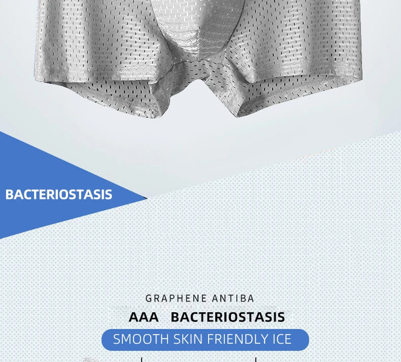 Ice Silk Mesh Boxer Shorts  
**Description:**  
Experience comfort and style with our Ice Silk Mesh Boxer Shorts for men. These sexy underpants offer a breathable fit and a sleek design, perfect for everyday wear. Availabl