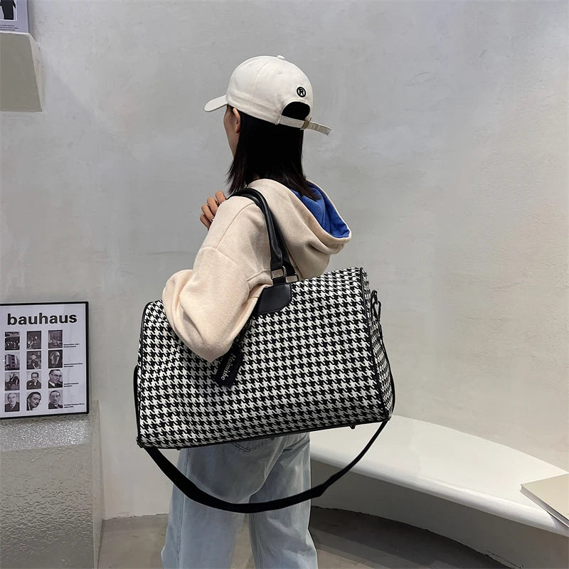 Large Houndstooth Travel & Gym Bag