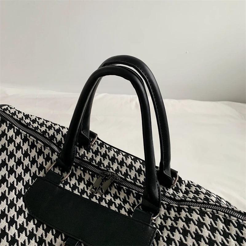 Large Houndstooth Travel & Gym Bag