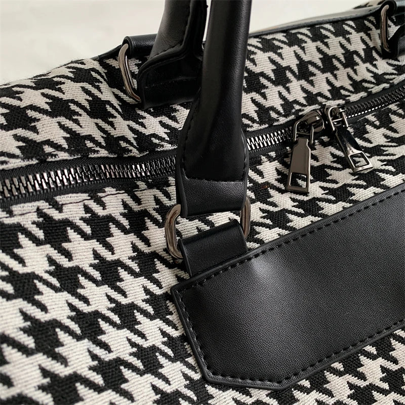 Large Houndstooth Travel & Gym Bag