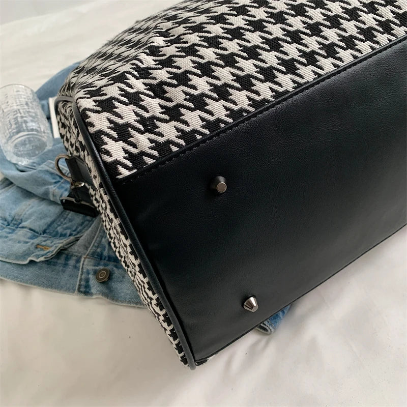Large Houndstooth Travel & Gym Bag