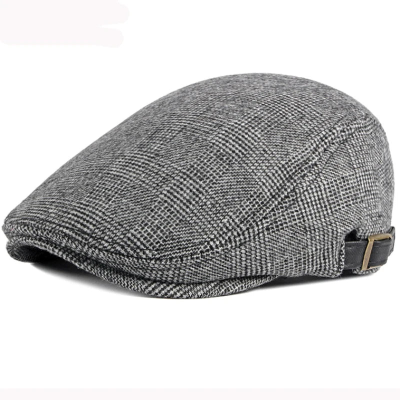 **Title:**  
HT2888 High-Quality Wool Beret for Men - Striped Flat Cap