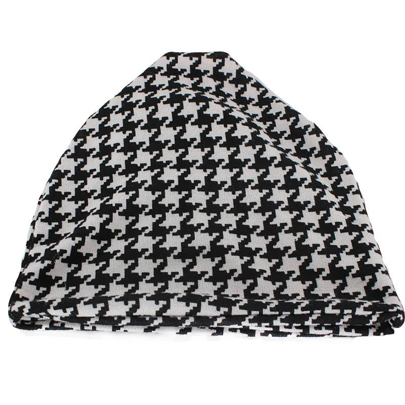 Houndstooth Hip Hop Beanie with Scarf