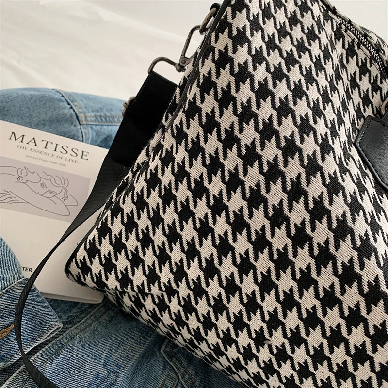 Large Houndstooth Travel & Gym Bag