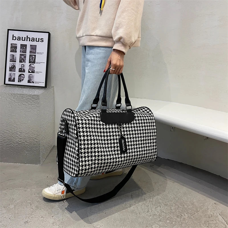Large Houndstooth Travel & Gym Bag