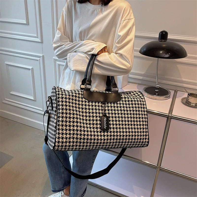 Large Houndstooth Travel & Gym Bag