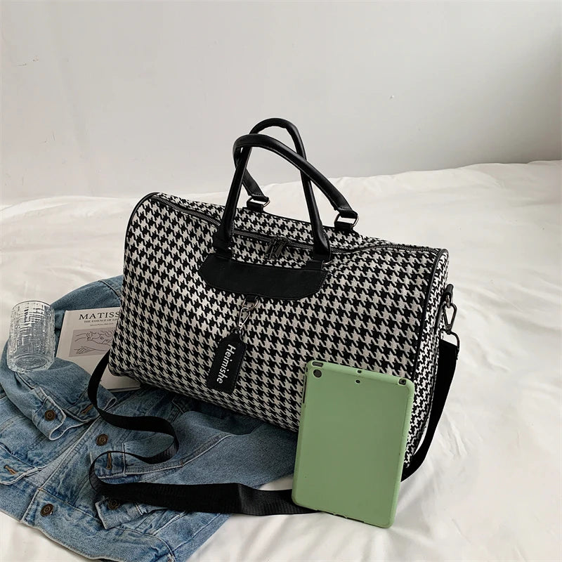 Large Houndstooth Travel & Gym Bag