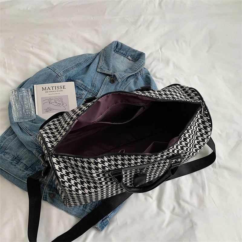 Large Houndstooth Travel & Gym Bag