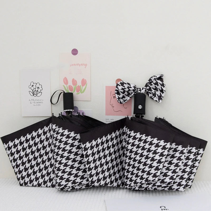 Houndstooth Automatic Travel Umbrella