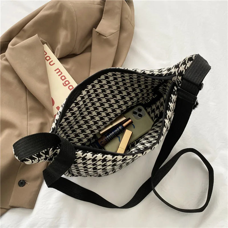 Classic Houndstooth Crossbody Bag
