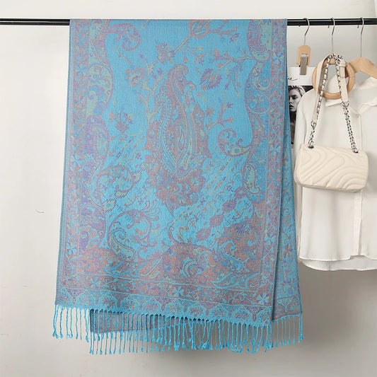 Thick Pashmina-Style Tassel Shawl
