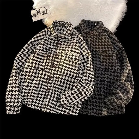 Men's Oversized Houndstooth Autumn Jacket