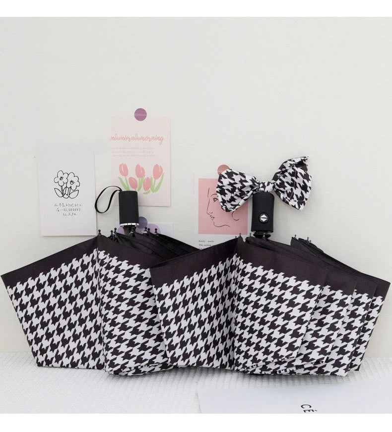 Houndstooth Automatic Travel Umbrella