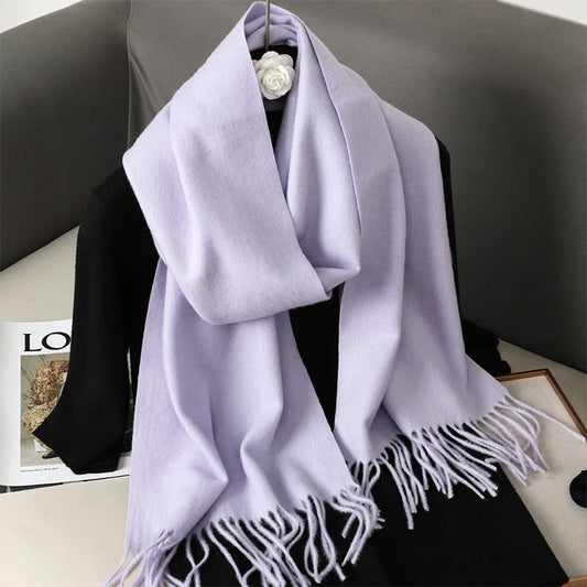 H1927 Long Polyester-Blend Winter Scarf