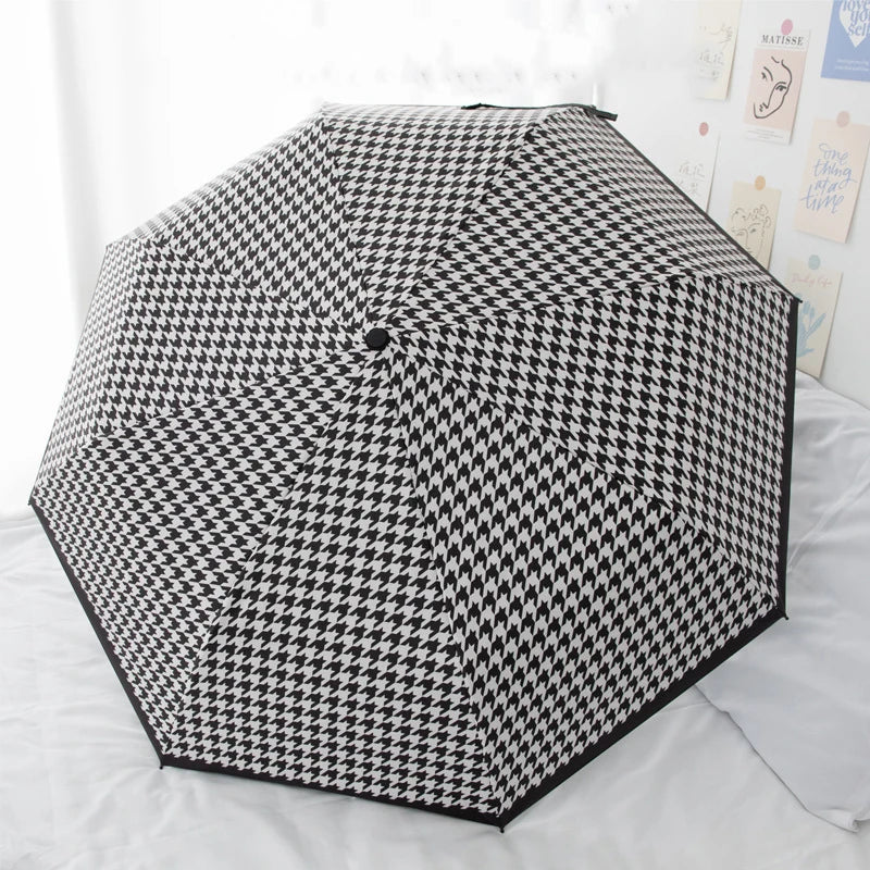 Houndstooth Automatic Travel Umbrella