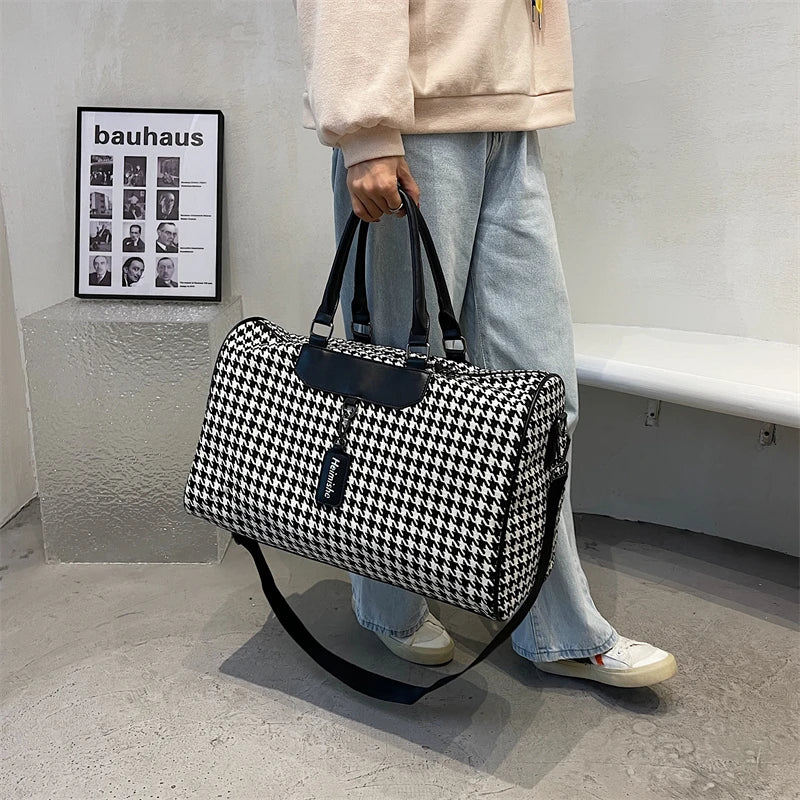Large Houndstooth Travel & Gym Bag