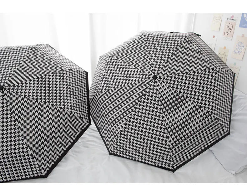 Houndstooth Automatic Travel Umbrella