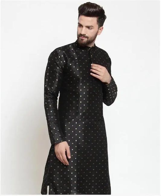 Men's Black Embroidered Kurta | Traditional Indian Ethnic Wear