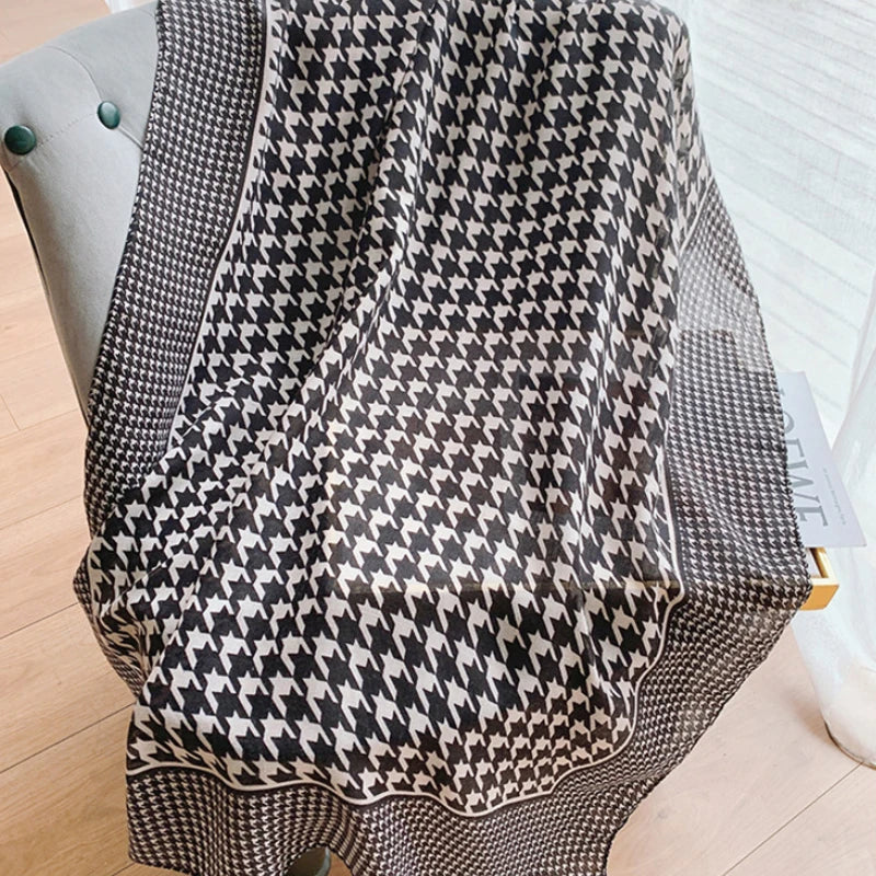 Plaid Houndstooth Winter Cotton Scarf