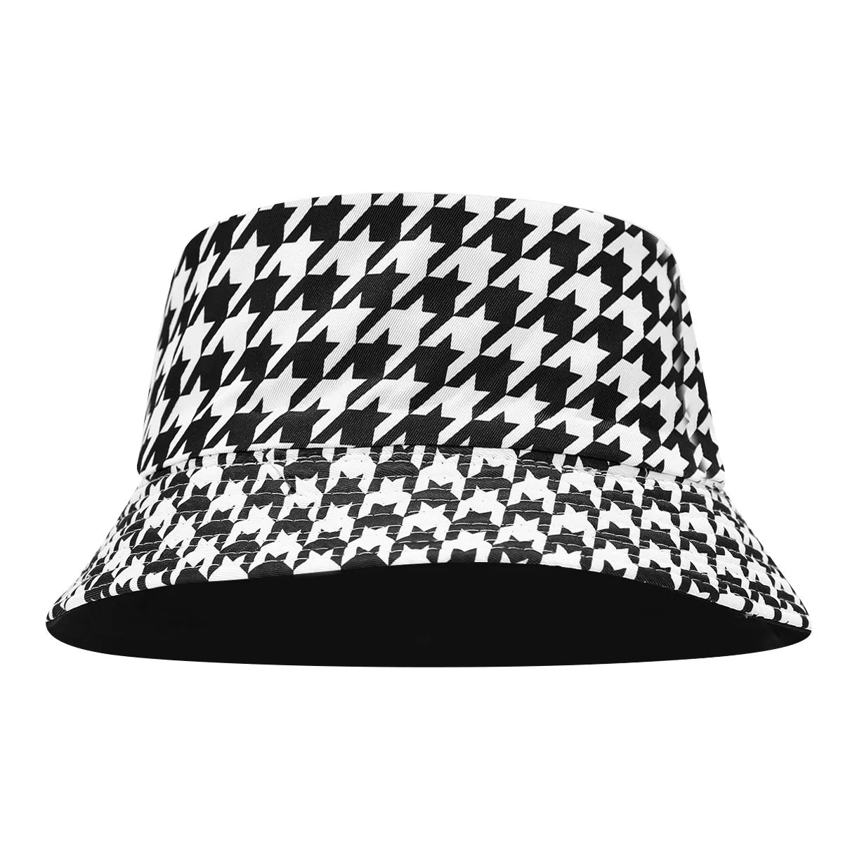 Elegant Houndstooth Bucket Hat – Luxury Summer Outdoor Collection