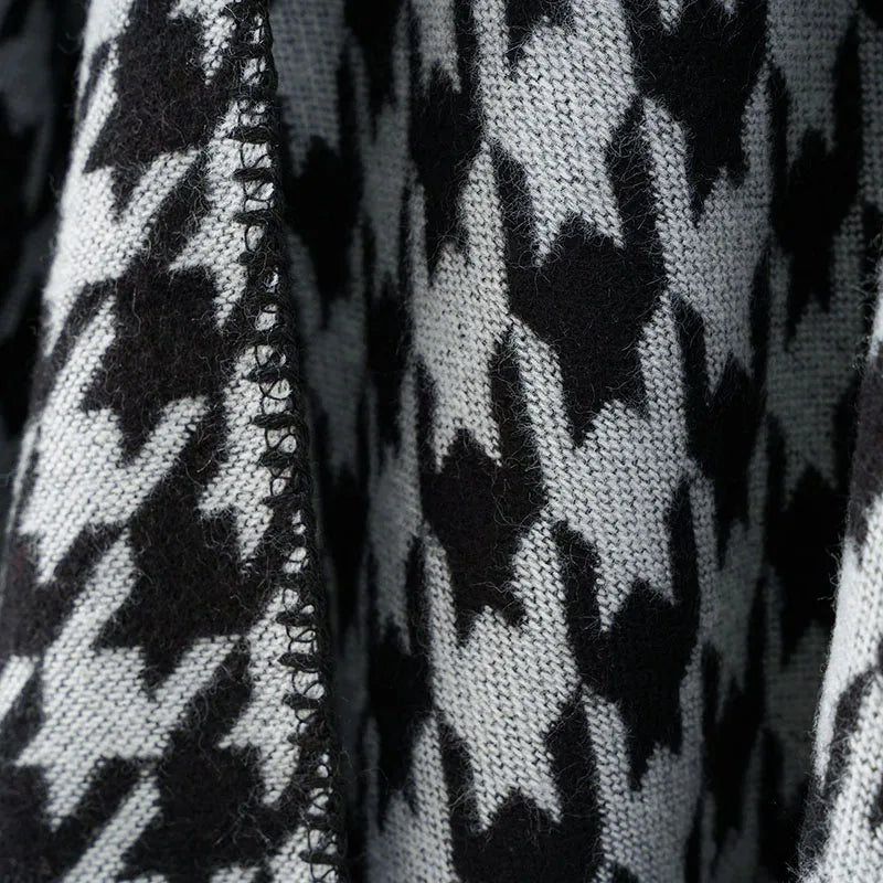 Houndstooth Blanket Poncho Scarf