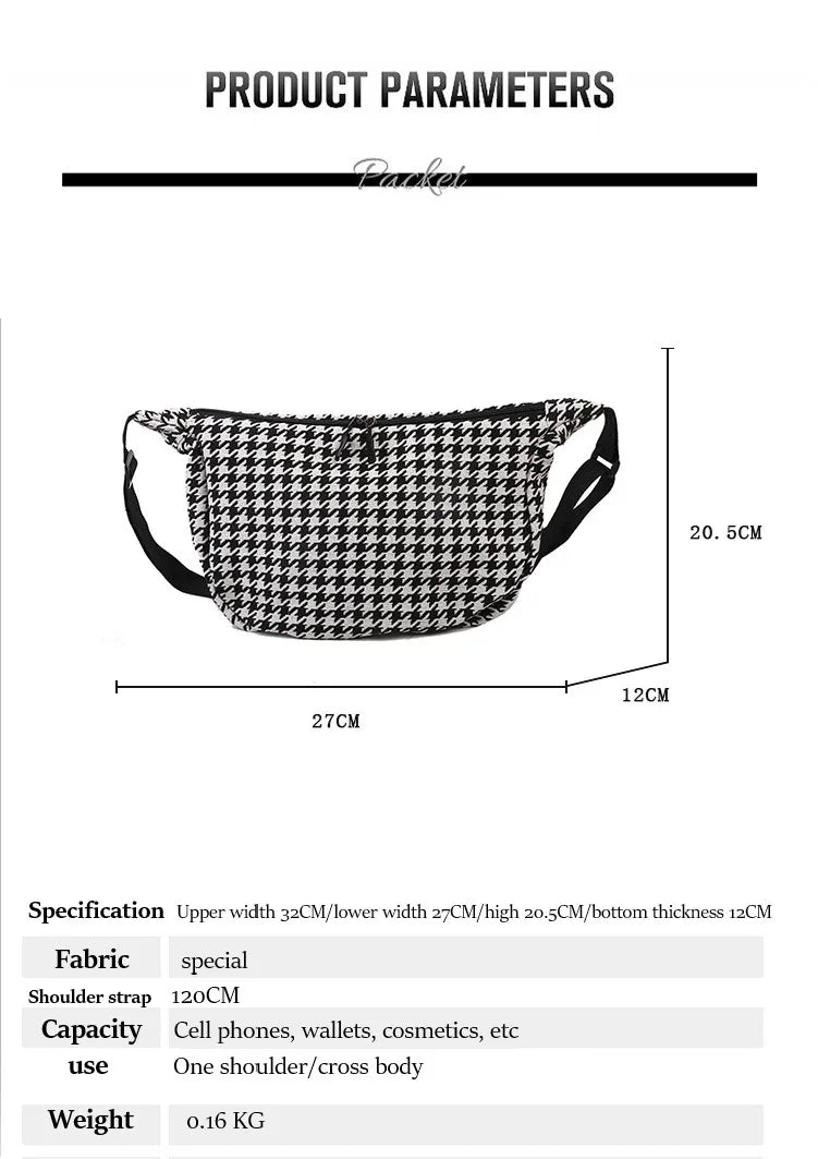 Classic Houndstooth Crossbody Bag