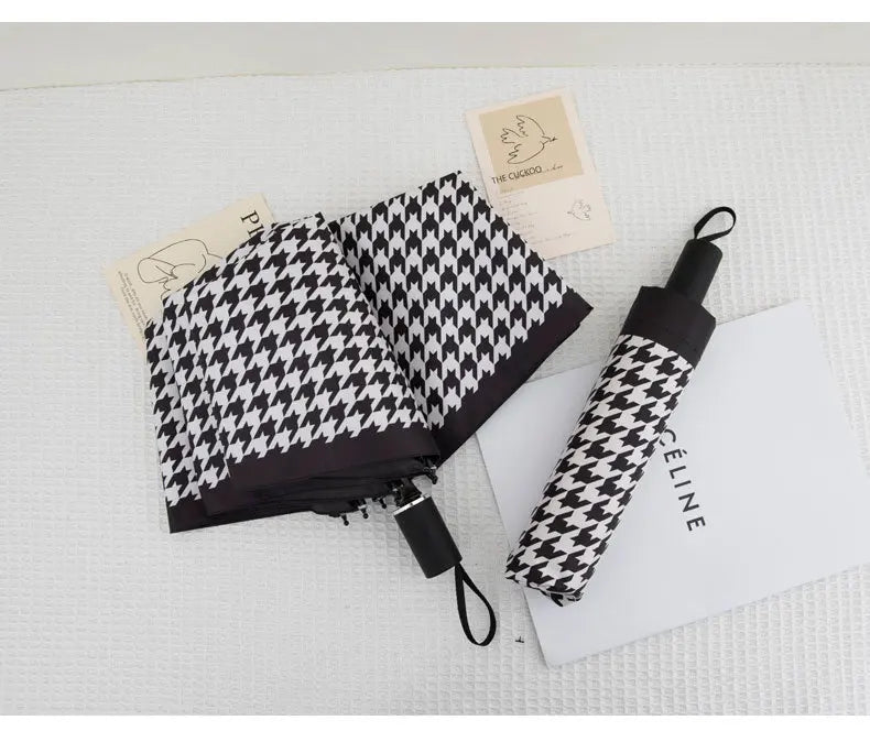 Houndstooth Automatic Travel Umbrella