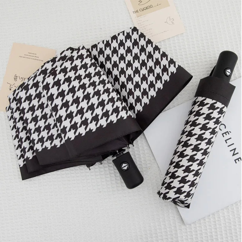 Houndstooth Automatic Travel Umbrella