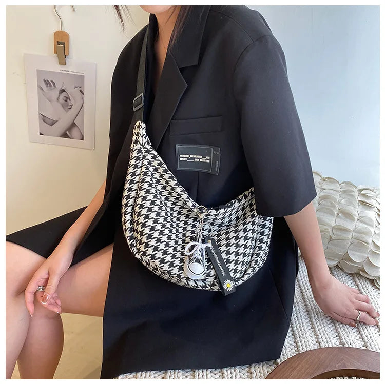 Classic Houndstooth Crossbody Bag