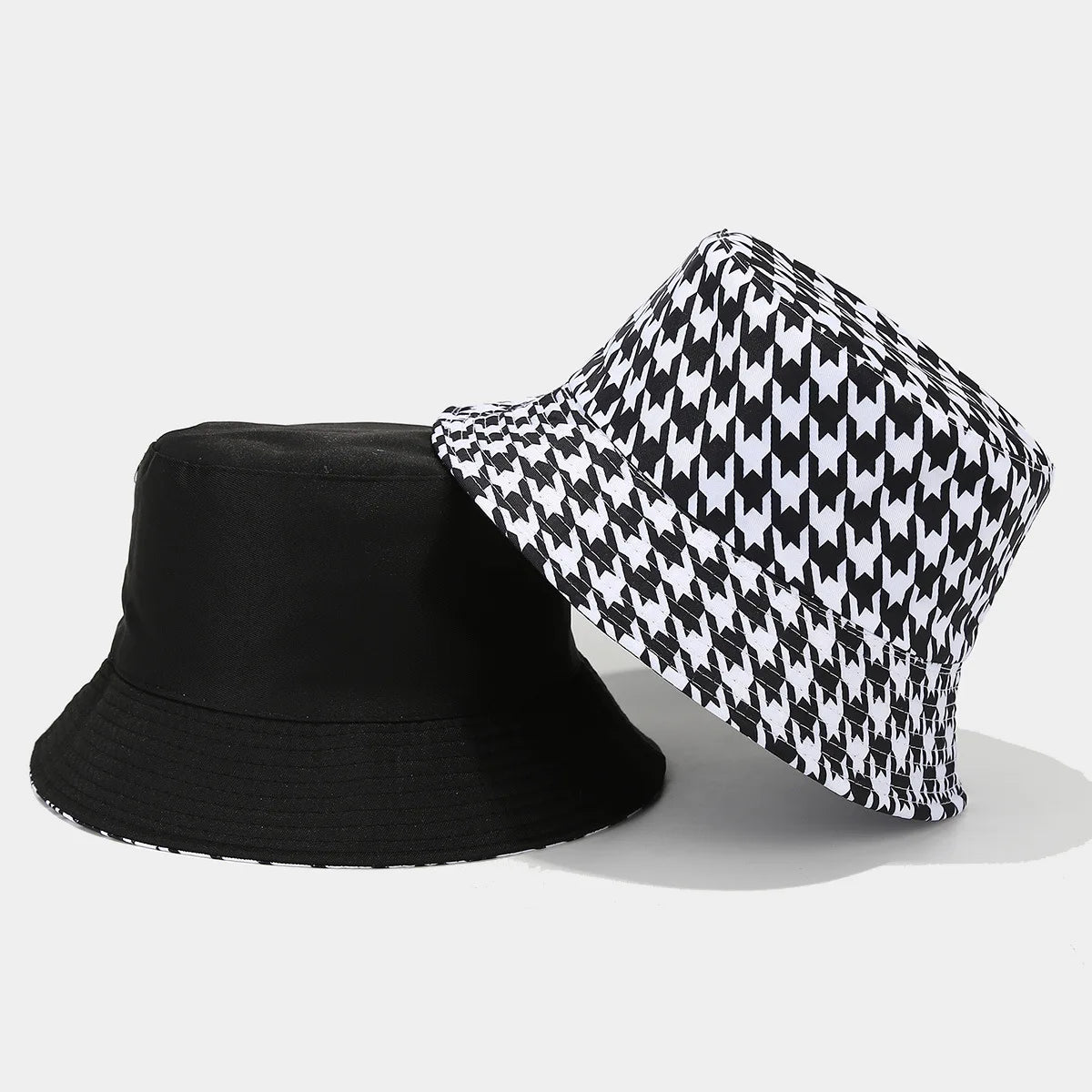 Elegant Houndstooth Bucket Hat – Luxury Summer Outdoor Collection