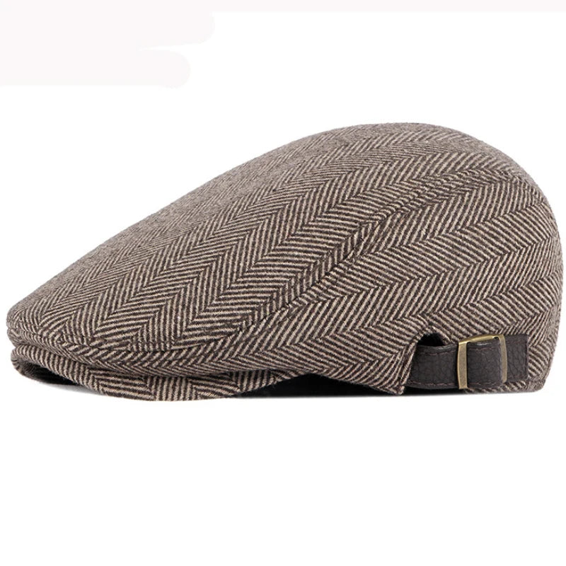 **Title:**  
HT2888 High-Quality Wool Beret for Men - Striped Flat Cap