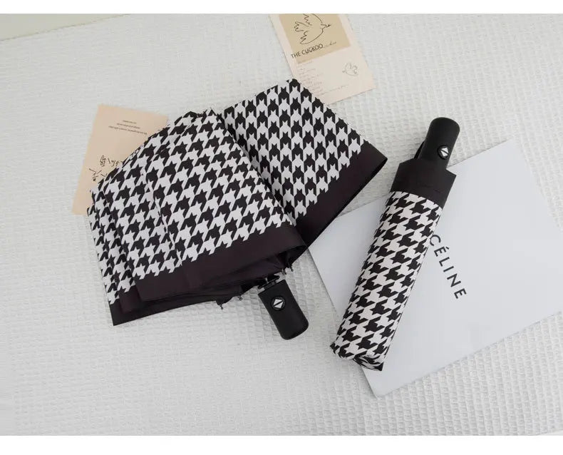 Houndstooth Automatic Travel Umbrella