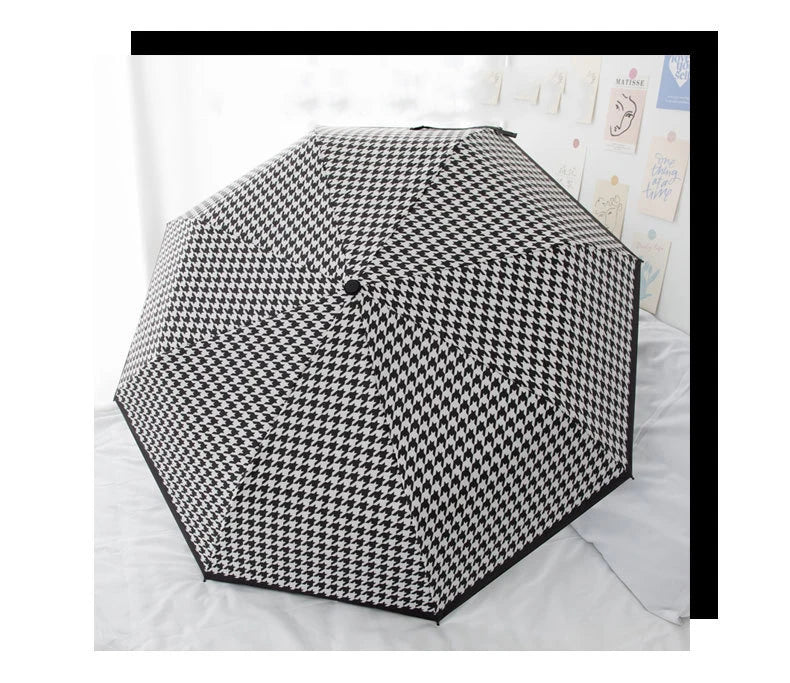 Houndstooth Automatic Travel Umbrella