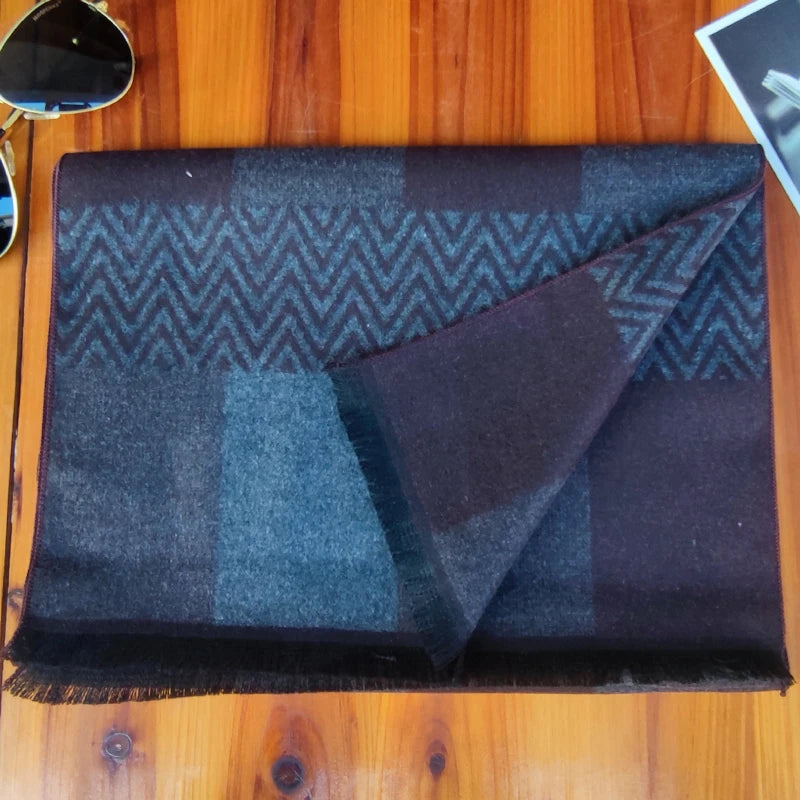 Unisex Designer Cashmere Plaid Winter Scarf