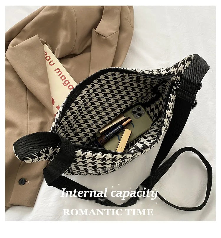 Classic Houndstooth Crossbody Bag