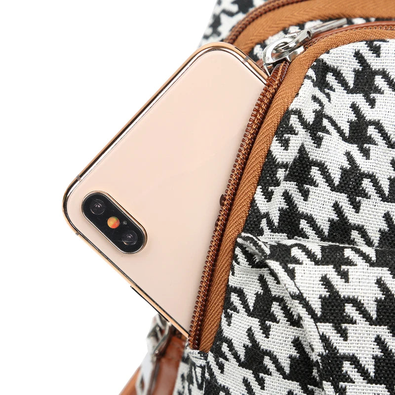 **Title:**  
Luxury Houndstooth Crossbody Bag