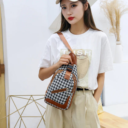 Luxury Houndstooth Crossbody Bag