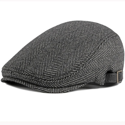 Men's Classic Wool Blend Flat Cap | Adjustable Newsboy Beret