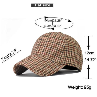 FS Vintage Brown Plaid Baseball Cap | Unisex Cotton Adjustable Hat
