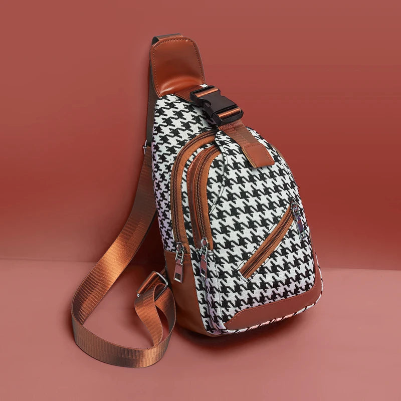 **Title:**  
Luxury Houndstooth Crossbody Bag