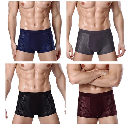 H1927 4-Pack Bamboo Fiber Men's Boxer Briefs | Sizes XL-8XL