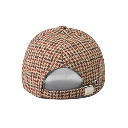 FS Vintage Brown Plaid Baseball Cap | Unisex Cotton Adjustable Hat