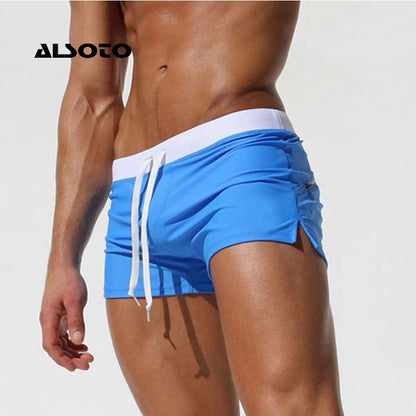 Men's Quick-Dry Swim Boxer Briefs | Breathable Athletic Swim Shorts