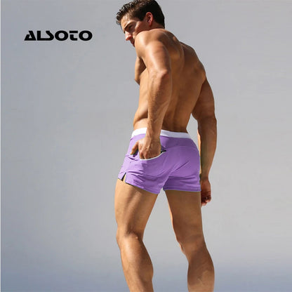 Men's Quick-Dry Swim Boxer Briefs | Breathable Athletic Swim Shorts